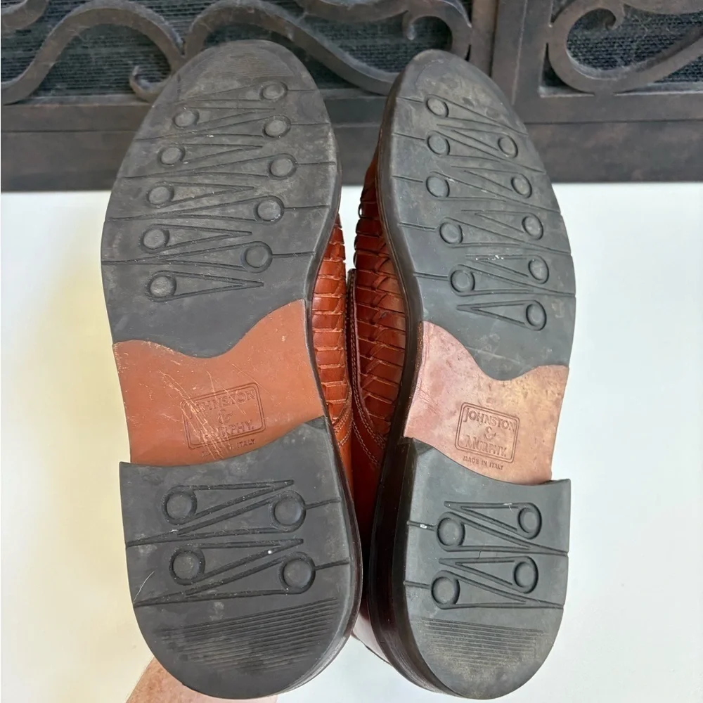 Johnston & Murphy Passport Brown Woven Leather Dress Derby Oxford Shoes 12
